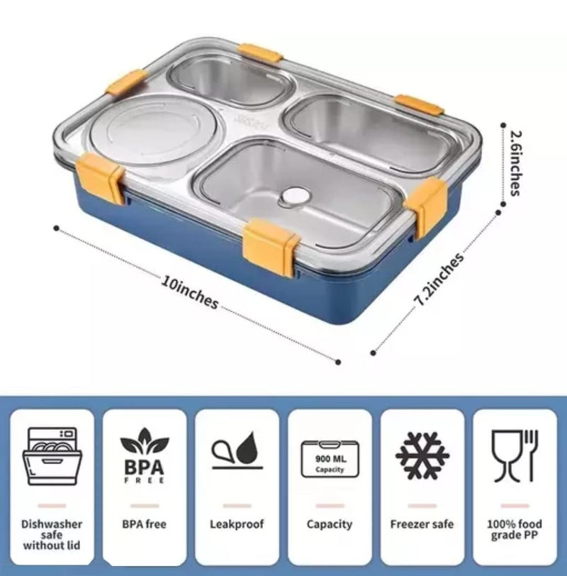 WOX MOX WOX MOX 4 Compartment Stainless Steel Insulated Lunch Box for Kids Boys and Girls Multi Colored Tiffin Box for School Office Men and Women Pack of 1  - Image 5
