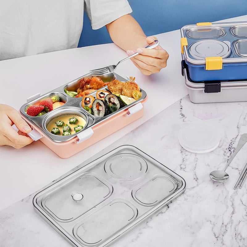 WOX MOX WOX MOX 4 Compartment Stainless Steel Insulated Lunch Box for Kids Boys and Girls Multi Colored Tiffin Box for School Office Men and Women Pack of 1  - Image 3