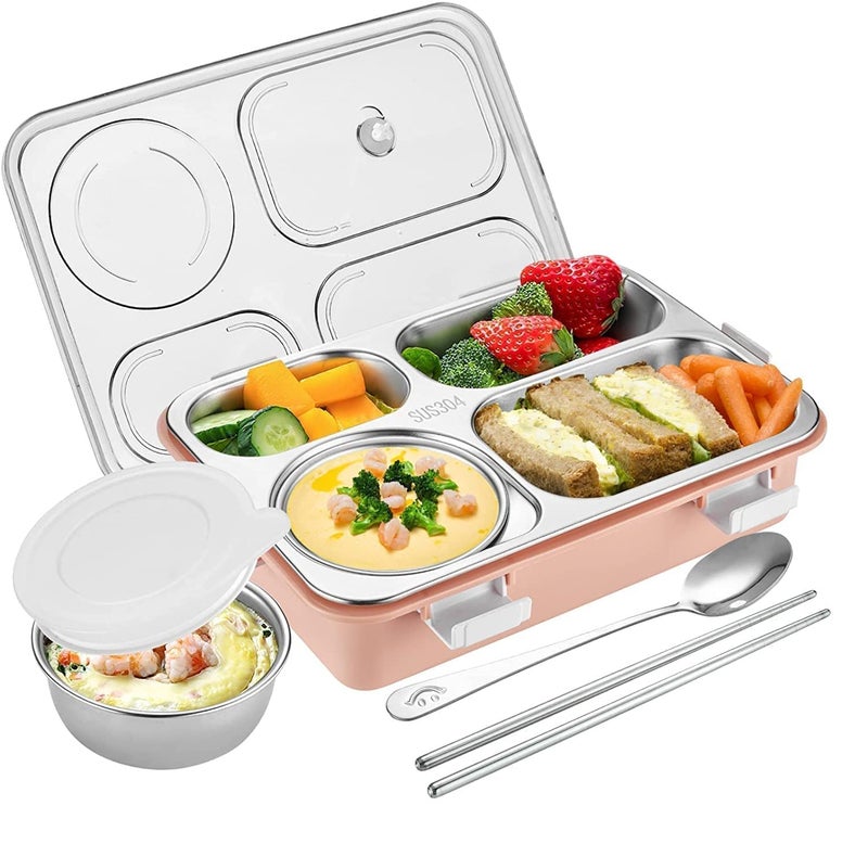 WOX MOX WOX MOX 4 Compartment Stainless Steel Insulated Lunch Box for Kids Boys and Girls Multi Colored Tiffin Box for School Office Men and Women Pack of 1  - Image 2