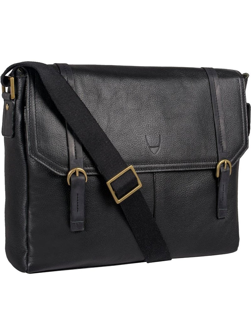 Hidesign Mens EE Fleet STREETIII Large Black Messenger Bag - Image 2