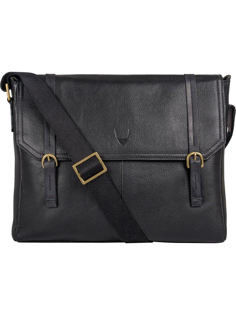 Hidesign Mens EE Fleet STREETIII Large Black Messenger Bag - Image 1