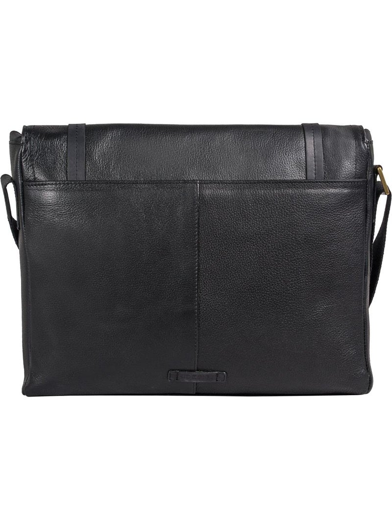 Hidesign Mens EE Fleet STREETIII Large Black Messenger Bag - Image 3