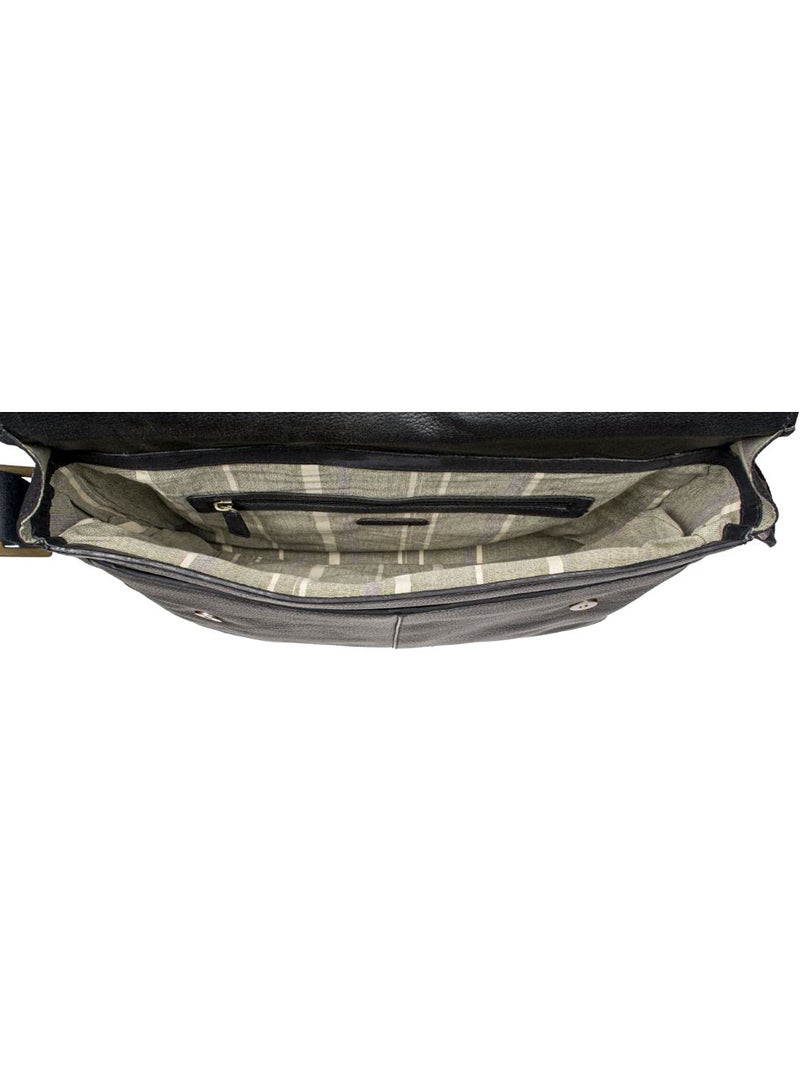 Hidesign Mens EE Fleet STREETIII Large Black Messenger Bag - Image 4