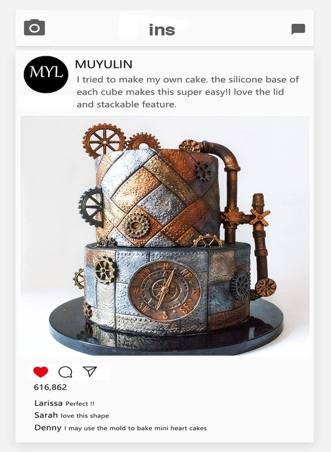 muyulin قوالب سيليكون بتصميم تروس ستيمبانك، 3 عبوات، قالب شوكولاتة معدني مثبت بمسامير على شكل أنبوب ماء، لتزيين كعكات حفلات ستيمبانك الصناعية وكب كيك التزيين - Image 5