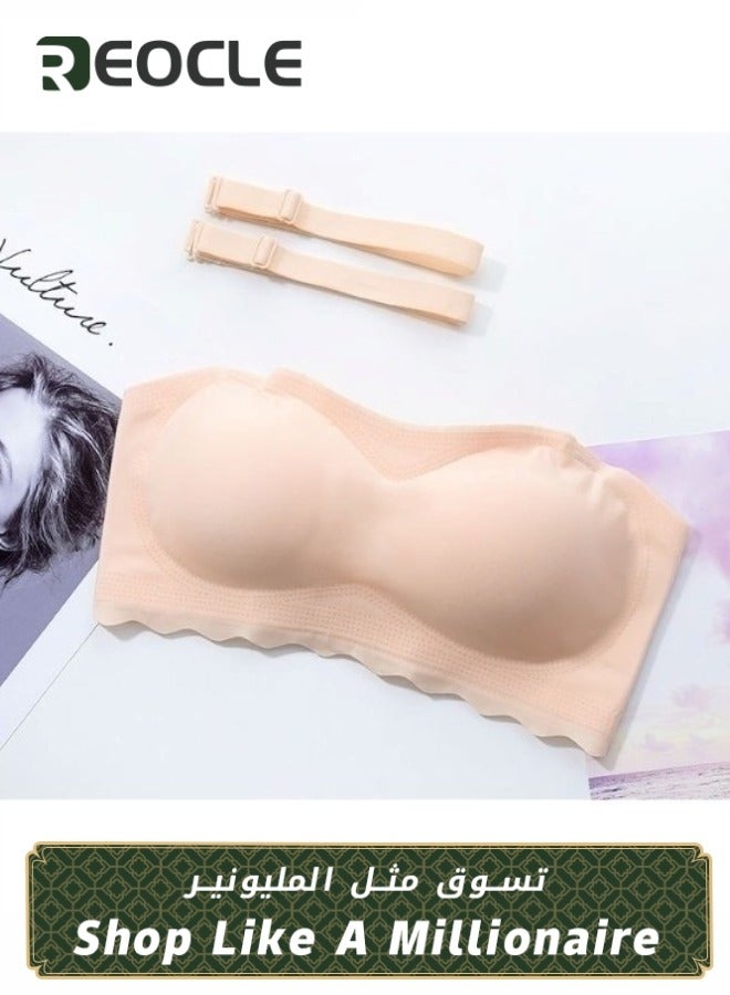 REOCLE Women's Push Up Strapless Bra Thick Padded Convertible Multiway Bras Beauty Back Smoothing Strapless Bra - Image 1