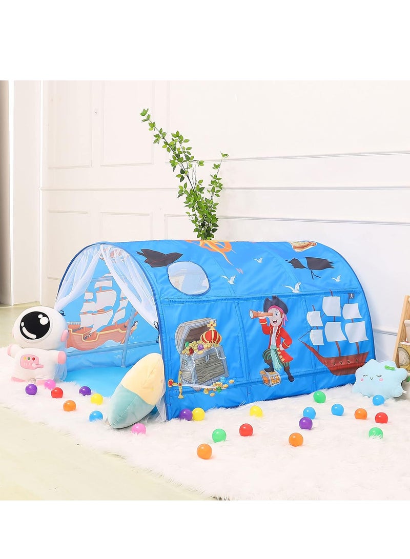 McDou Bed Tents for Kids Portable Play Tent Game House for Boys Girls Breathable Cottage DIY Inner Pocket Sleeping Tent Toddlers Playhouse with Double Net Curtain & Carry Bag  - Image 3