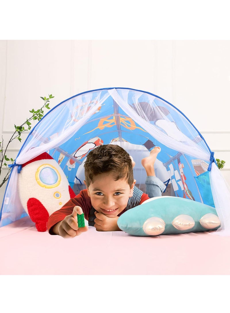McDou Bed Tents for Kids Portable Play Tent Game House for Boys Girls Breathable Cottage DIY Inner Pocket Sleeping Tent Toddlers Playhouse with Double Net Curtain & Carry Bag  - Image 2