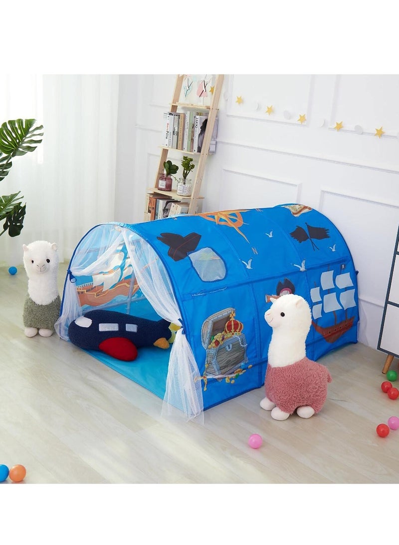 McDou Bed Tents for Kids Portable Play Tent Game House for Boys Girls Breathable Cottage DIY Inner Pocket Sleeping Tent Toddlers Playhouse with Double Net Curtain & Carry Bag  - Image 5