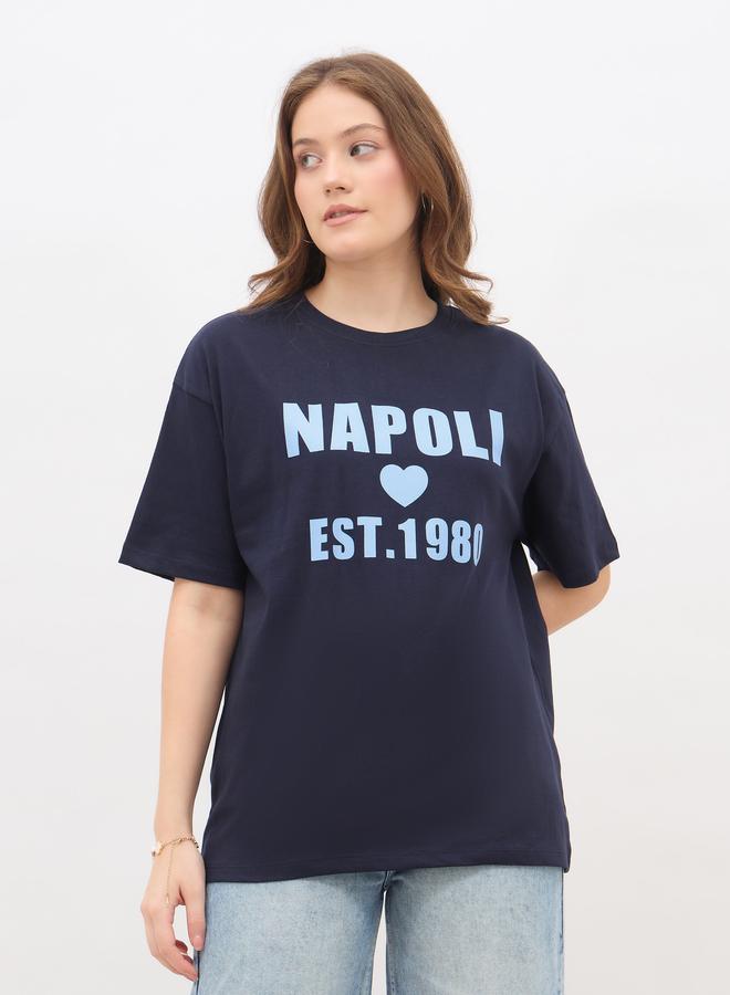 Styli Slogan Print Regular Fit T-Shirt - Image 2