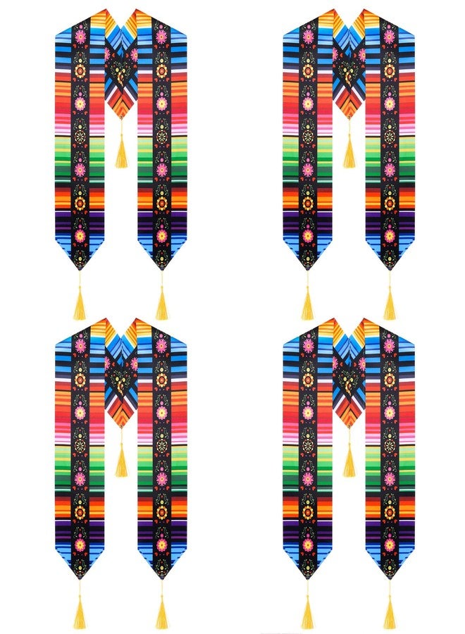 ويحبتي مجموعة من 4 قطع من أوشحة التخرج المكسيكية لعام 2025، وشاح سيرابي مكسيكي للأطفال بطول 70 بوصة مع شرابة، أوشحة صفية مكسيكية لحفل يوم التخرج - Image 1