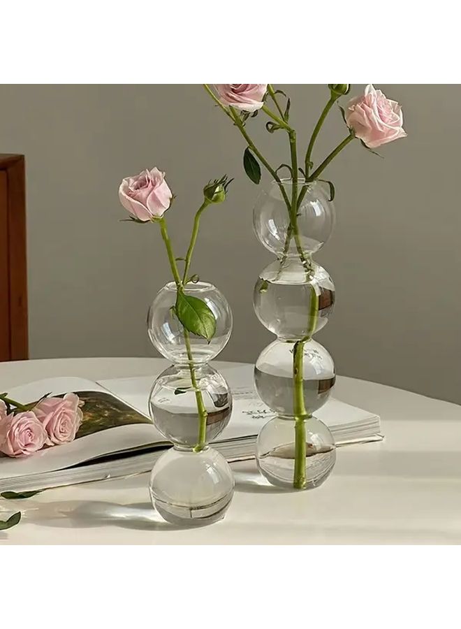 1pc 2pcs Transparent Bubble Glass Vase Hydroponic Plant Flower Display Artistic Decor Living Room Tabletop Decoration - Image 1