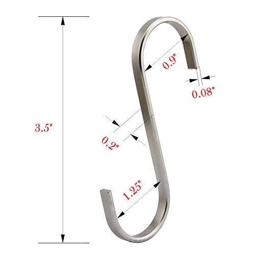 YourGift 15 Pack Flat S Hooks Stainless Steel 3.5 inches S Shaped Hanging Hooks for Kitchen, Bathroom, Bedroom and Office (Large) - Image 2