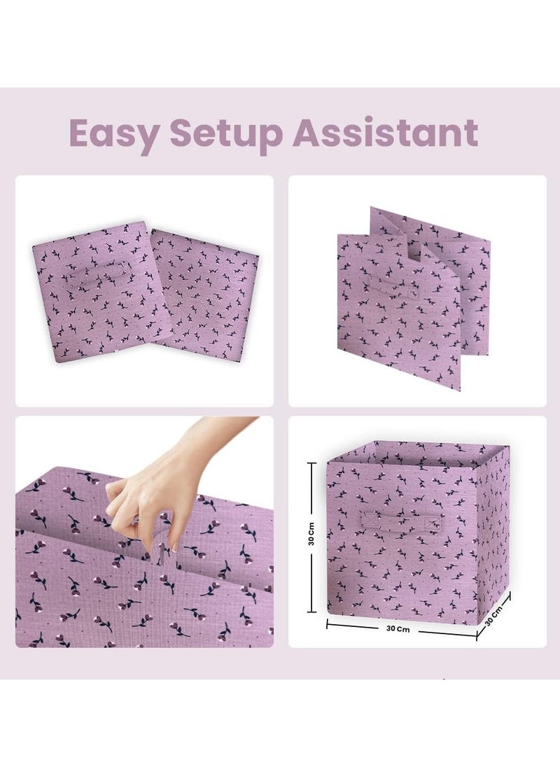 FABTEX - FABTEX Foldable Storage Set of 4 Storage Box In 04 Different Designs Fabric Foldable Storage Cube Boxes Size 30x30x30 Cm with Handle  Ideal for Home Office and Every Day Use  Best Buy - Image 1