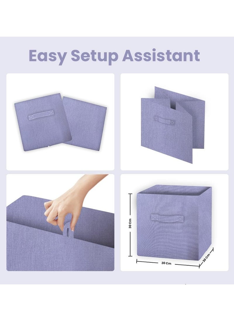 FABTEX - FABTEX Foldable Storage Set of 4 Storage Box In 04 Different Designs Fabric Foldable Storage Cube Boxes Size 30x30x30 Cm with Handle  Ideal for Home Office and Every Day Use  Best Buy - Image 1