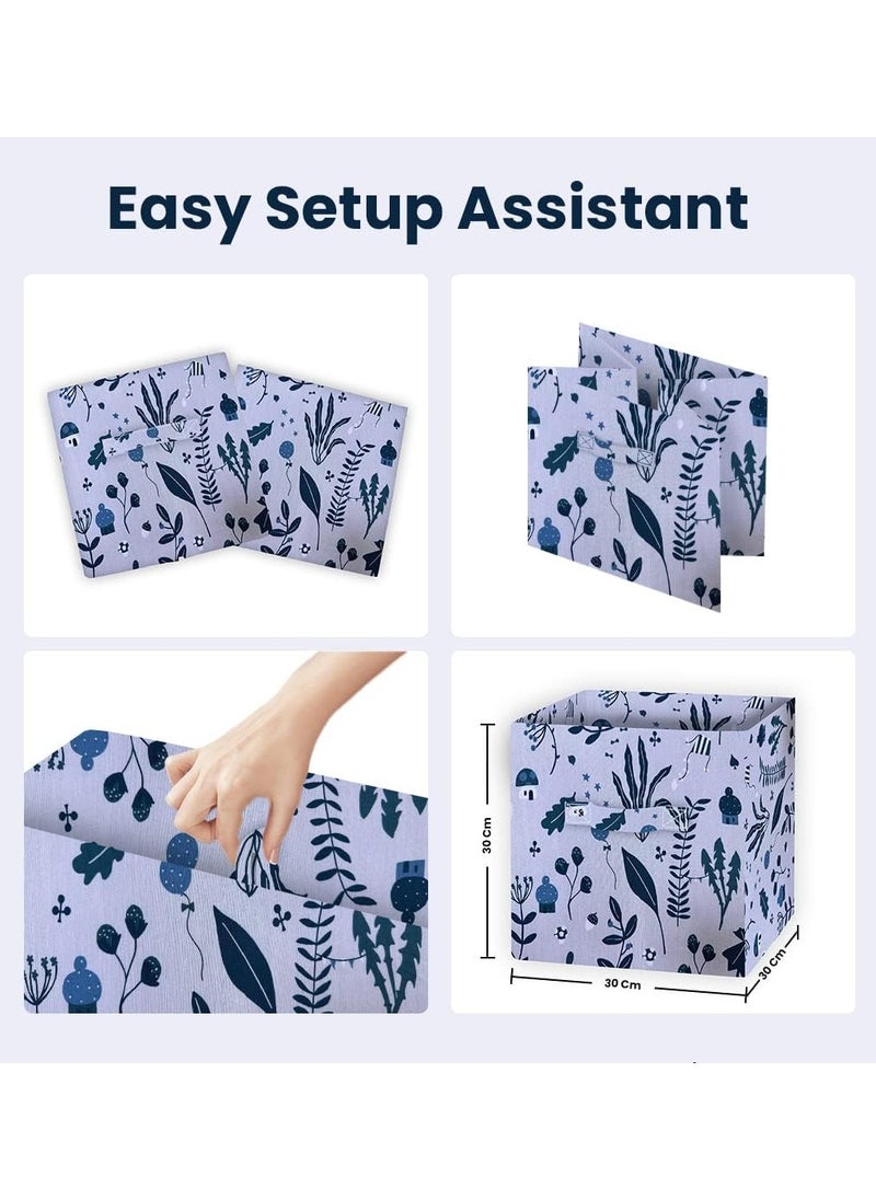 FABTEX - FABTEX Foldable Storage Set of 4 Storage Box In 04 Different Designs Fabric Foldable Storage Cube Boxes Size 30x30x30 Cm with Handle  Ideal for Home Office and Every Day Use  Best Buy - Image 1