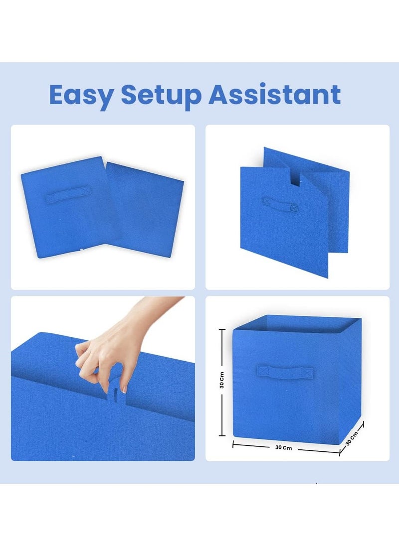 FABTEX - FABTEX Foldable Storage Set of 4 Storage Box In 04 Different Designs Fabric Foldable Storage Cube Boxes Size 30x30x30 Cm with Handle  Ideal for Home Office and Every Day Use  Best Buy - Image 1