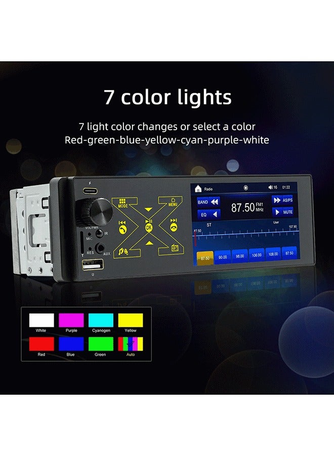 4.1-inch Touch Screen Car MP5 Player with Miswired Protection Support 7 Color Lights/Bluetooth Talking/USB Playback/TF Playback/AUX Playback/FM Radio/TYPE-C Charging/Steering Wheel Controls/Reverse Camera/Steering Wheel Controls/Remote Controls - Image 5