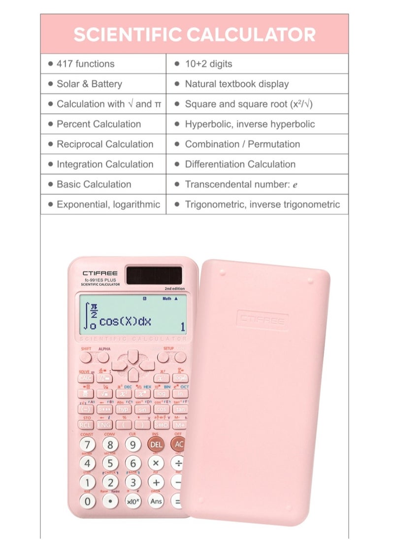 CTIFREE FC-991Es Plus 2nd Edition Scientific Calculator Pink  - Image 4