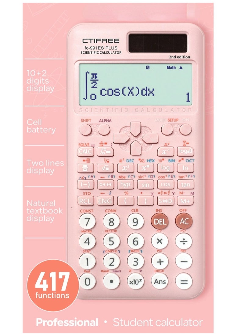 CTIFREE FC-991Es Plus 2nd Edition Scientific Calculator Pink  - Image 2