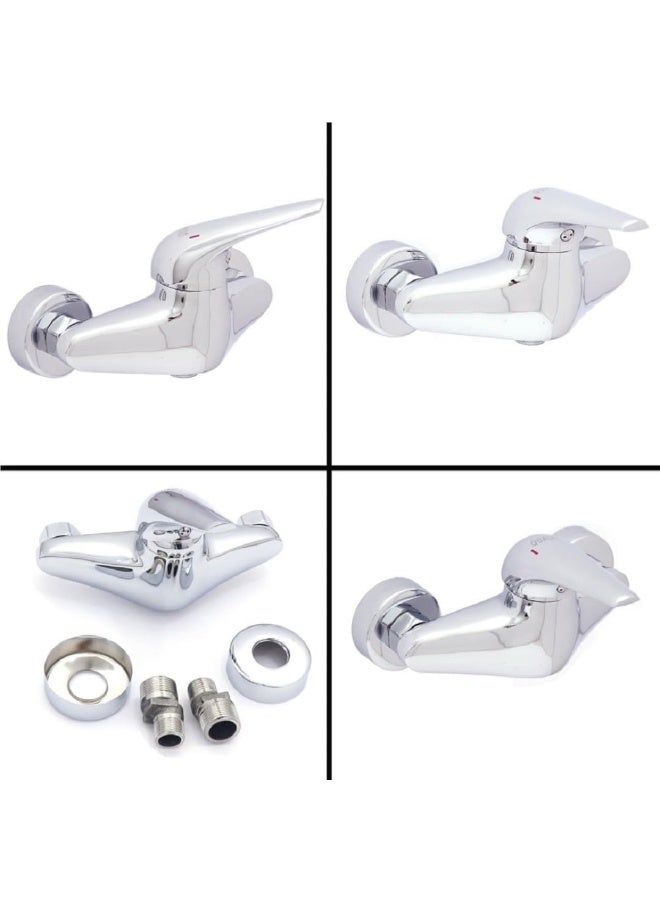 كوالتي خلاط شطاف كروم جداري مع مياه ساخنة وباردة كواليتي بذراع واحدة صنع بجودة عالية من مواد قوية ومتينة بلون لامع يضفي لمسة من الأناقة في المنزل - Image 2