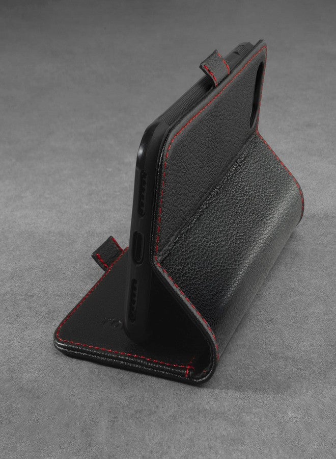 TORRO Phone Case Compatible with iPhone SE/8/7 - Premium, Genuine Leather Cover with Card Slots and Horizontal Viewing Stand (Black) - Image 3