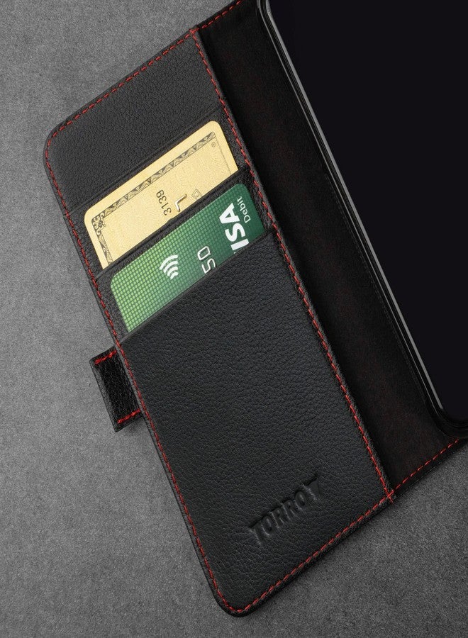 TORRO Phone Case Compatible with iPhone SE/8/7 - Premium, Genuine Leather Cover with Card Slots and Horizontal Viewing Stand (Black) - Image 4