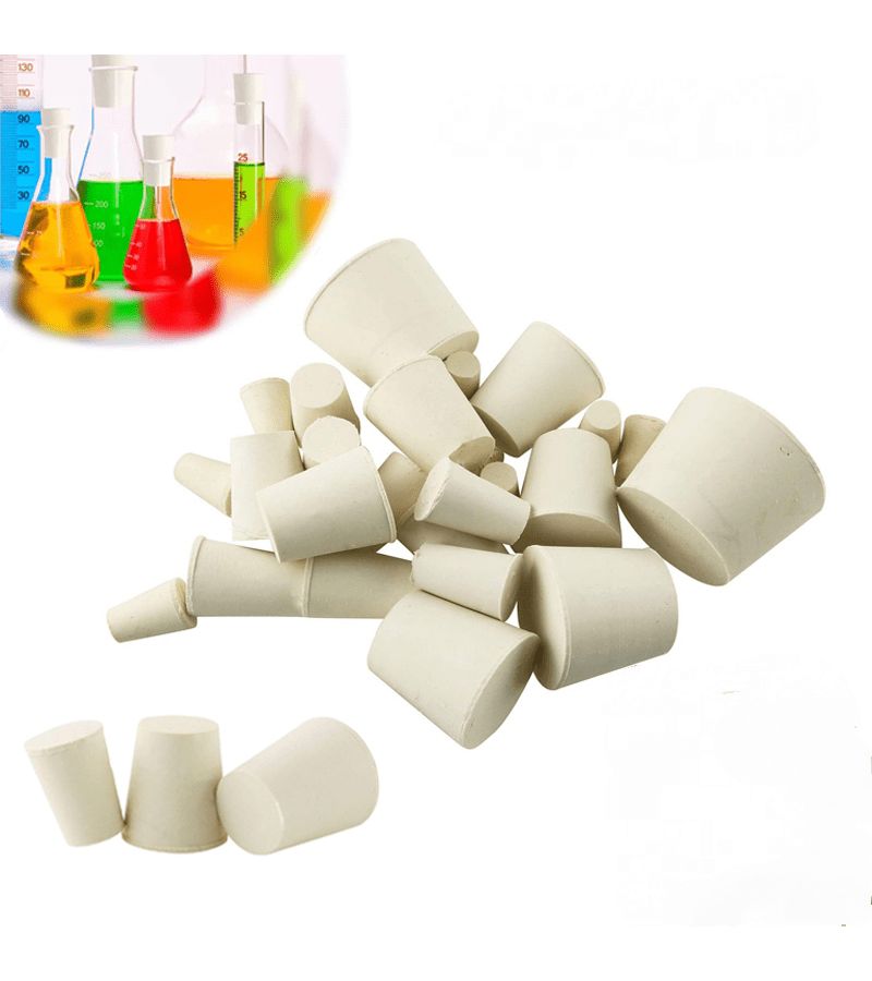 White Rubber Bungs Stopper Size 5 Set of 5 for Lab Flasks Alkali Resistant Seal - Image 2