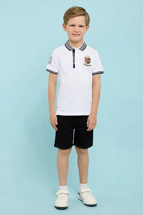 أر أند بي Embroidery Detail Polo T-Shirt with Short Sleeves