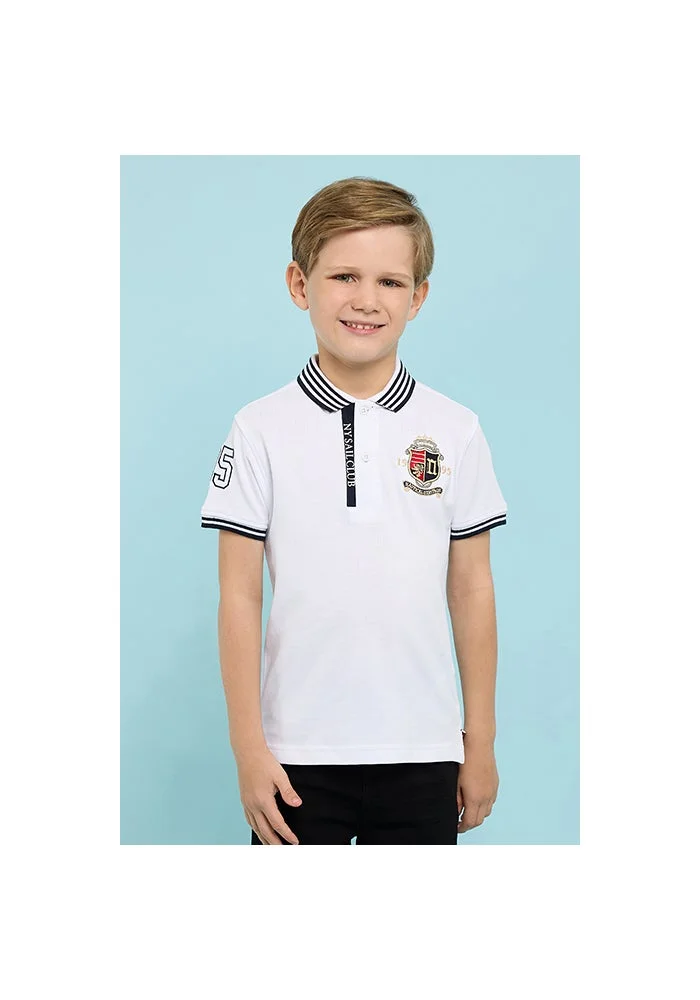 أر أند بي Embroidery Detail Polo T-Shirt with Short Sleeves