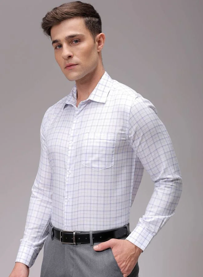 The Indian Garage Co Men Slim Fit Striped Full Sleeves Cutaway Collar Formal Shirt