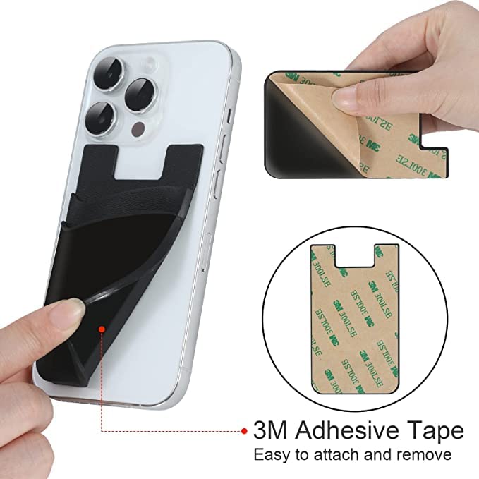 ClickCase Unisex Adult Silicone TPU Metro/Credit Card Holder for Back of Mobile Or Case,Stick On Phone Back Adhesive Dual Pocket Wallet for All Smart Phones (Black) - Image 3