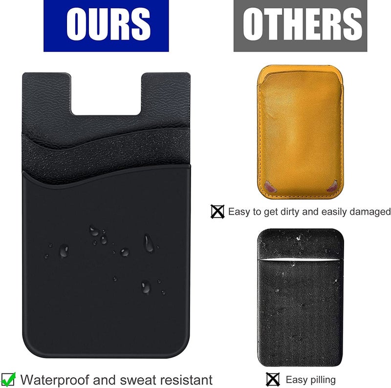 ClickCase Unisex Adult Silicone TPU Metro/Credit Card Holder for Back of Mobile Or Case,Stick On Phone Back Adhesive Dual Pocket Wallet for All Smart Phones (Black) - Image 5