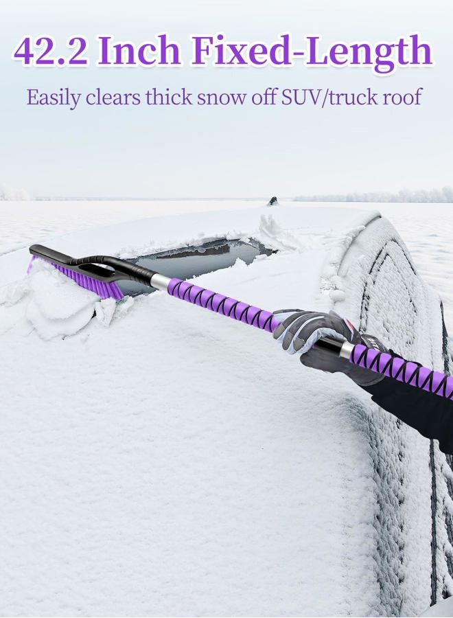 HEEYA 42.2 Inch Ice Scraper and Brush for Car, Snow Brush and Ice Scraper for Windshield Window, Car Snow Scraper with Foam Grip for SUV Truck Jeep Vehicle - Purple - Image 2