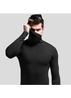 Generic Mens Slim Fit Turtleneck Thermal Top Black  - Image 1