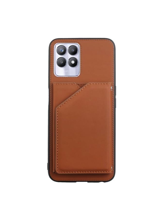 اس-توب جراب لهاتف OPPO Realme 8i مصنوع من الجلد PU + TPU + PC، جراب خلفي مقاوم للصدمات مع فتحات للبطاقات وحامل وإطار للصور - Image 2