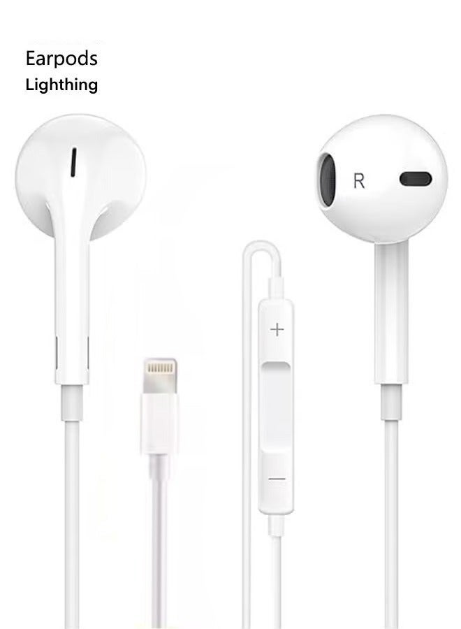 سماعات أذن بموصل Lightning | سماعات أذن iPhone، [معتمدة من MFI] سماعات أذن سلكية بصوت ستيريو مع ميكروفون وتحكم في مستوى الصوت، متو...
