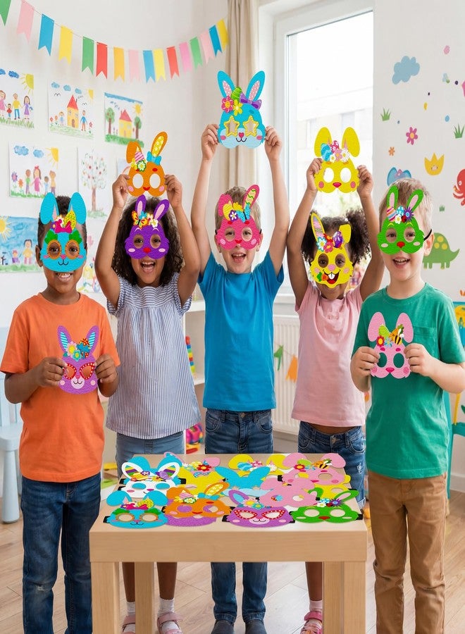 80UncleKimby 30sets Easter Crafts Bulk - DIY Foam Bunny Face Mask Kit with Stickers for Spring Activities, Party Games, Gifts - Image 2