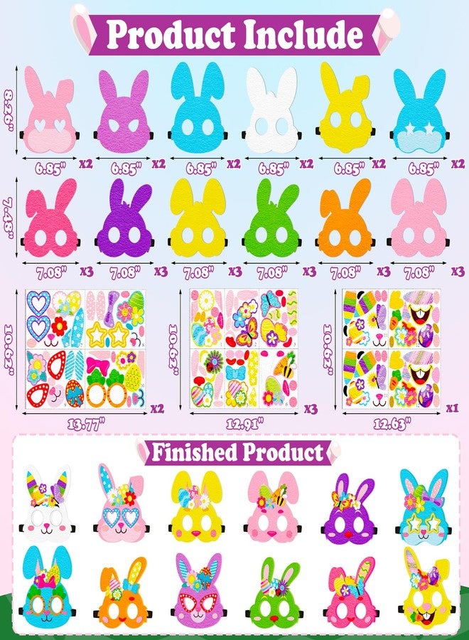80UncleKimby 30sets Easter Crafts Bulk - DIY Foam Bunny Face Mask Kit with Stickers for Spring Activities, Party Games, Gifts - Image 4