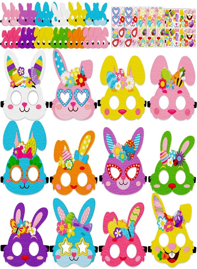 80UncleKimby 30sets Easter Crafts Bulk - DIY Foam Bunny Face Mask Kit with Stickers for Spring Activities, Party Games, Gifts - Image 1