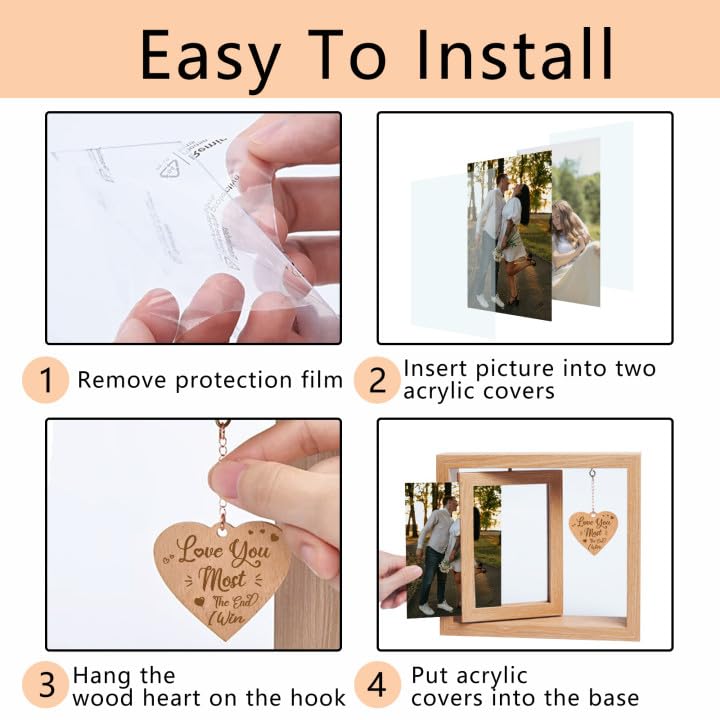 ishine Romantic Couples Picture Frames Anniversary Birthday Gifts- Love You Most. The End. I Win. Graduation Gifts for Him Boyfriend Her Girlfriend - Wedding  Engagement Gifts for Couples - 4x6 Inches Cute Photo (Anniversary Picture Frame 2) - Image 4