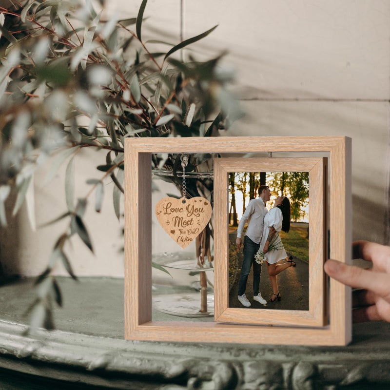 ishine Romantic Couples Picture Frames Anniversary Birthday Gifts- Love You Most. The End. I Win. Graduation Gifts for Him Boyfriend Her Girlfriend - Wedding  Engagement Gifts for Couples - 4x6 Inches Cute Photo (Anniversary Picture Frame 2) - Image 2