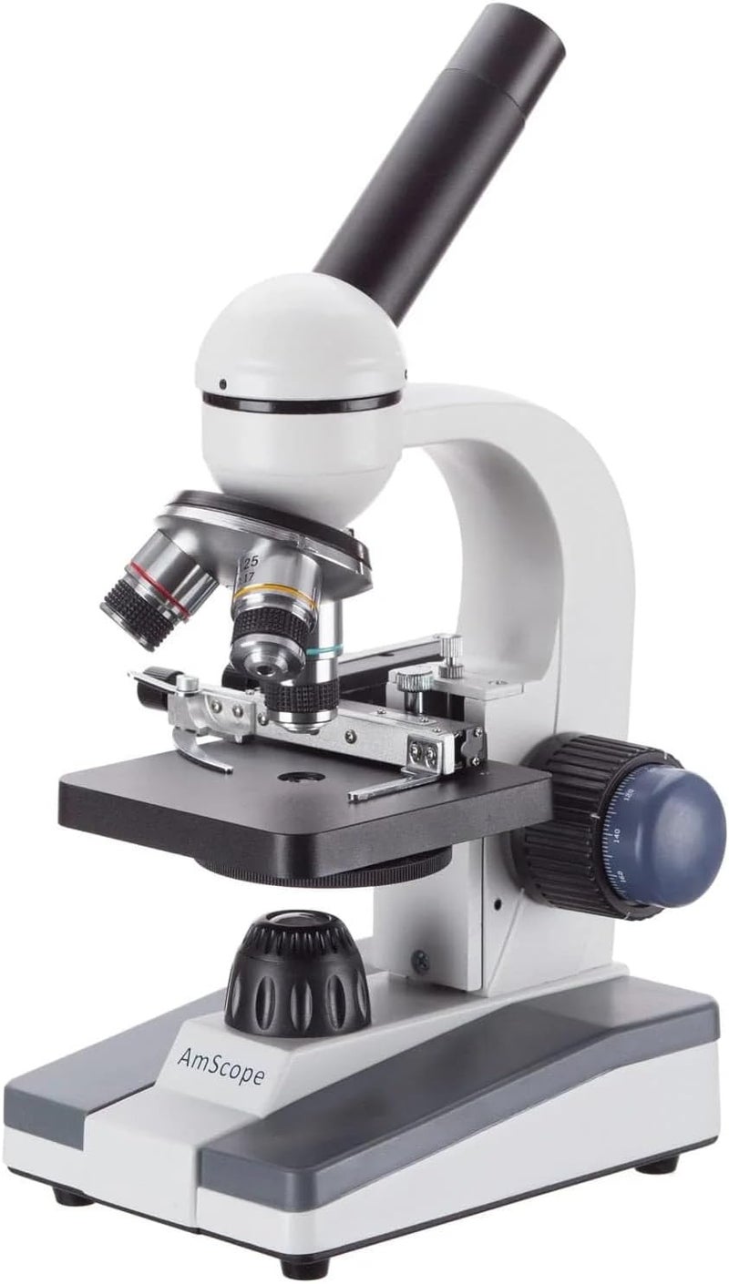 AmScope AmScope M150CMS Compound Monocular Microscope WF10x and WF25x Eyepieces 40x1000x Magnification LED Illumination Brightfield SingleLens Condenser Coaxial Coarse and Fine Focus Mechanical Stage 110V  - Image 1