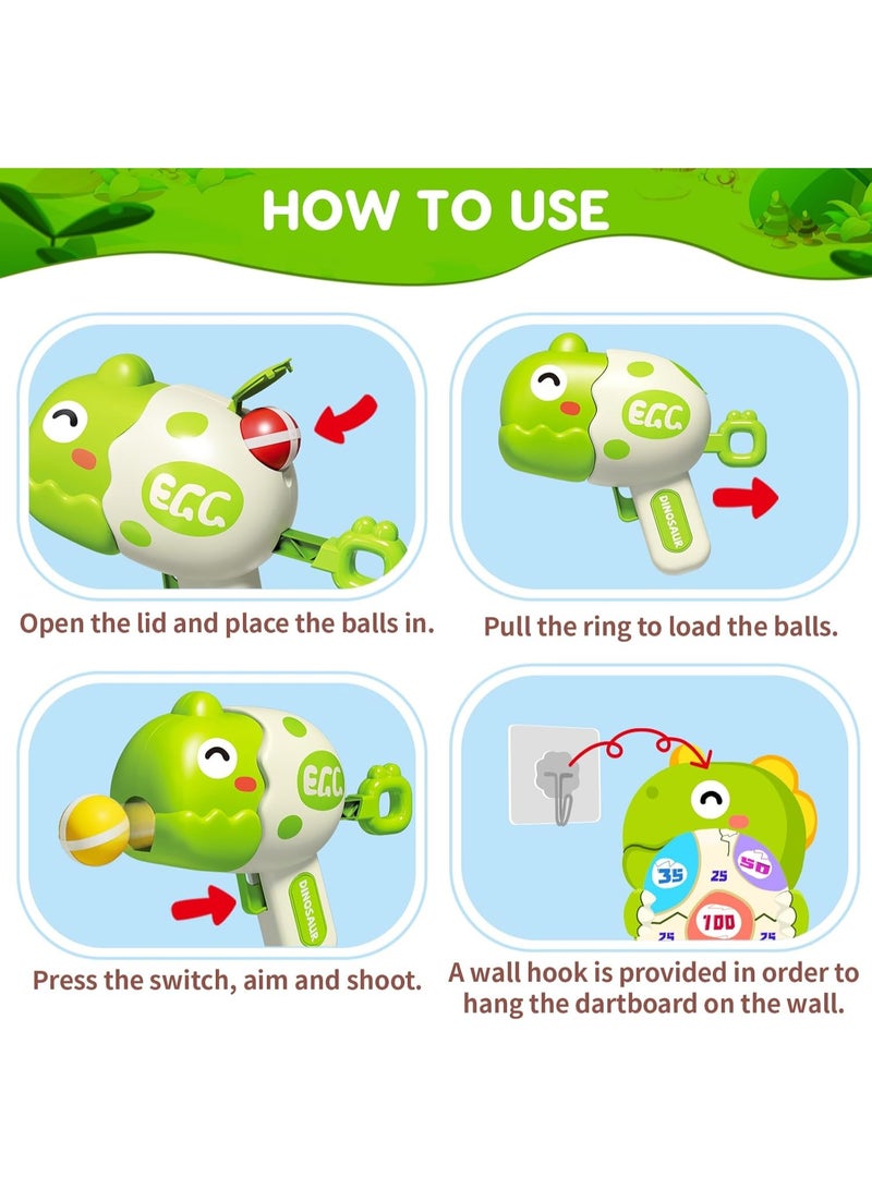 Dinosaur Shooting Games Kids Dart Board with 12 PCS Velcro Sticky Balls Dino Target Toy Guns for Boy & Girl 2-4-6-8 Interactive Indoor Outdoor Toys for 3 + Year Old Birthday Party Gift Ideas - Image 3