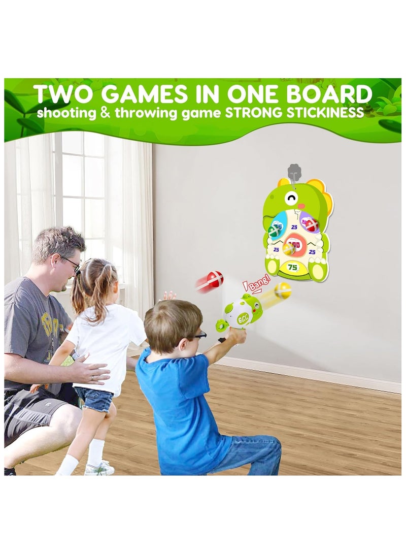 Dinosaur Shooting Games Kids Dart Board with 12 PCS Velcro Sticky Balls Dino Target Toy Guns for Boy & Girl 2-4-6-8 Interactive Indoor Outdoor Toys for 3 + Year Old Birthday Party Gift Ideas - Image 4