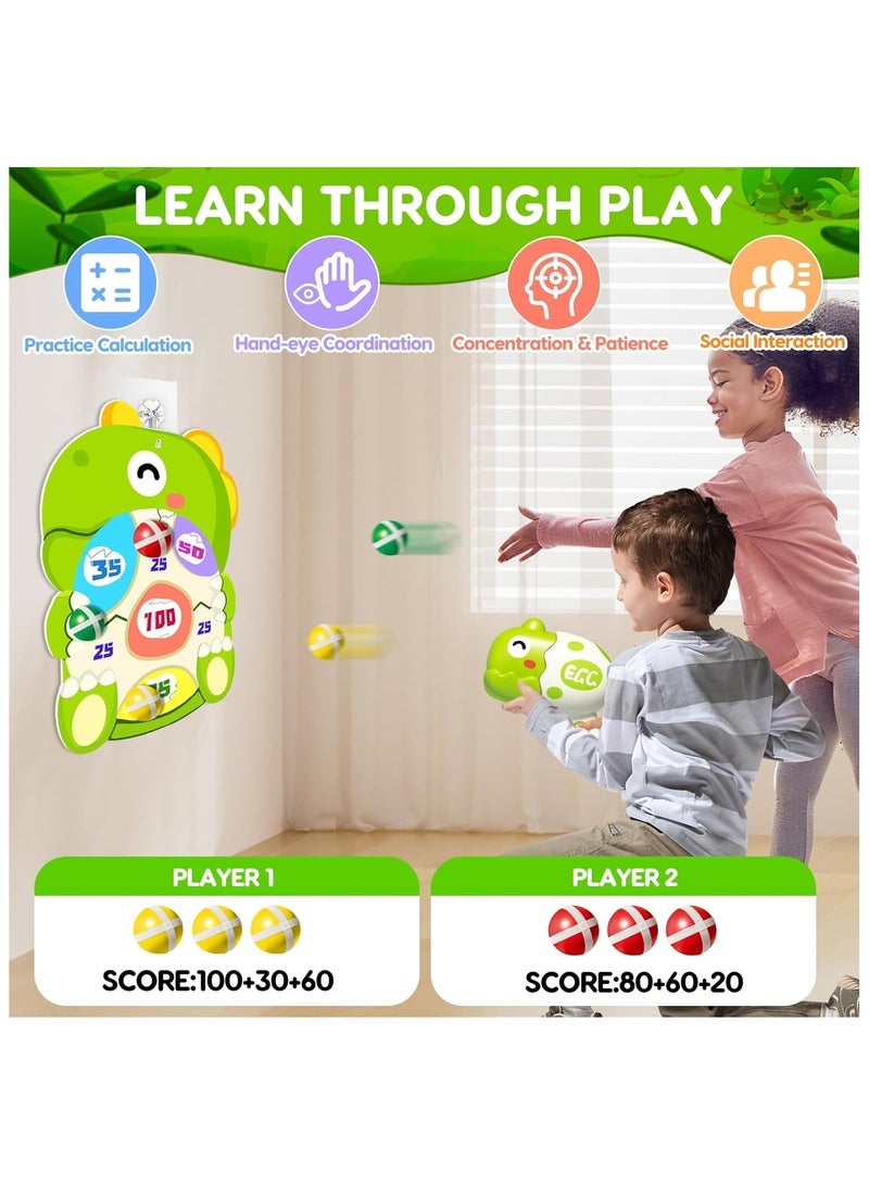 Dinosaur Shooting Games Kids Dart Board with 12 PCS Velcro Sticky Balls Dino Target Toy Guns for Boy & Girl 2-4-6-8 Interactive Indoor Outdoor Toys for 3 + Year Old Birthday Party Gift Ideas - Image 5