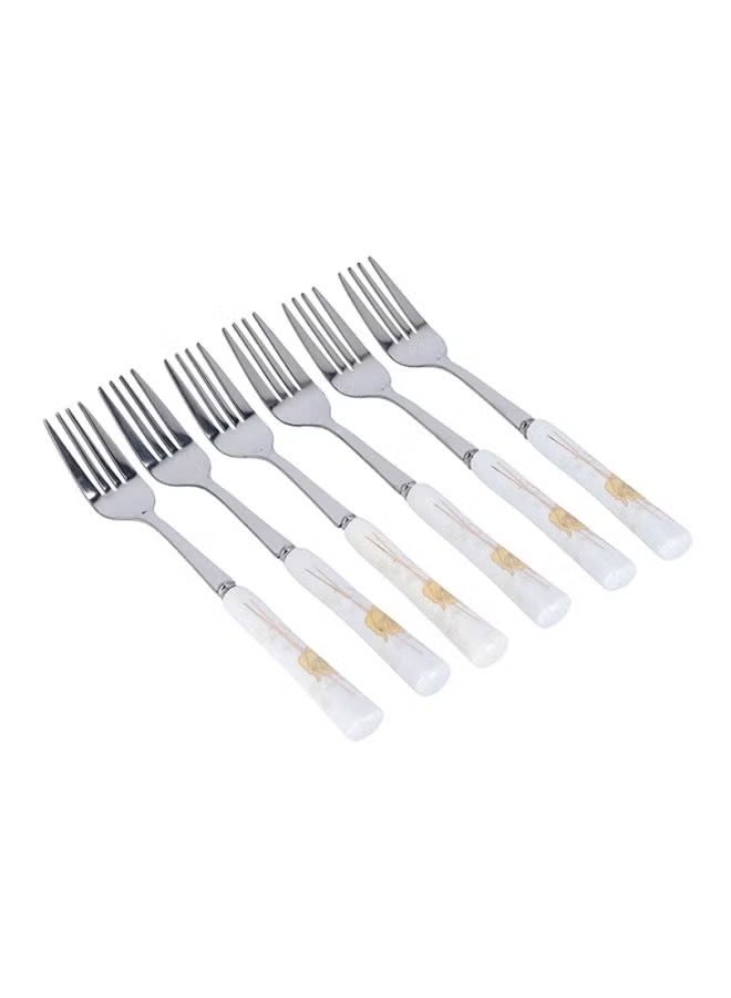 DELCASA 6-Piece Cake Fork Set White/Yellow  - Image 1