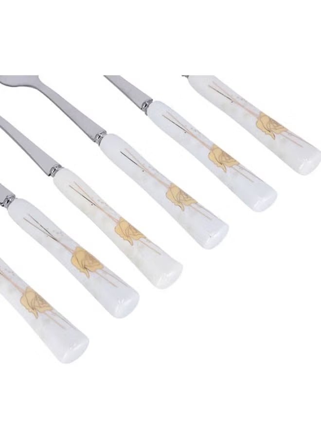 DELCASA 6-Piece Cake Fork Set White/Yellow  - Image 4