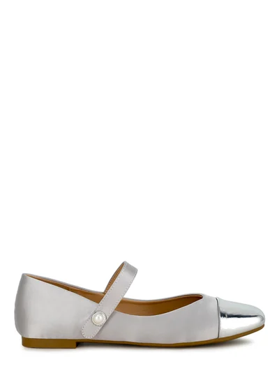 London Rag Silver Patent Toe Cap Satin Mary Jane