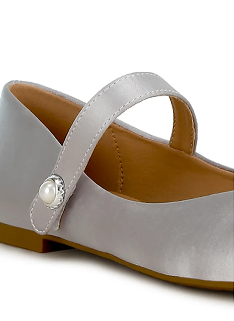 London Rag Silver Patent Toe Cap Satin Mary Jane