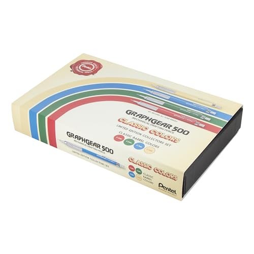 Pentel GraphGear 500 Limited Edition Mechanical Pencil Classic Colors Box Set 03 05 07 09mm point sizes included Box of 4 Pencils PG520RBXSET - Image 3